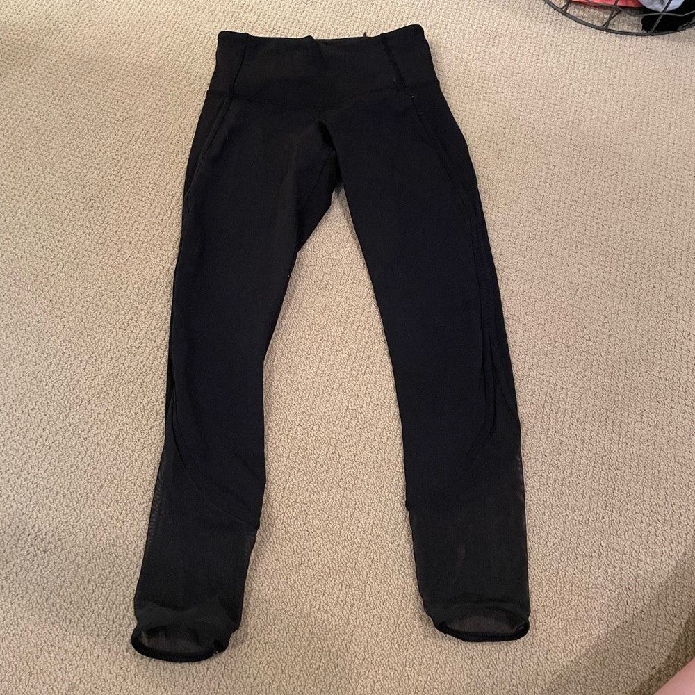7/8 Length Black Lululemon Leggings with mesh